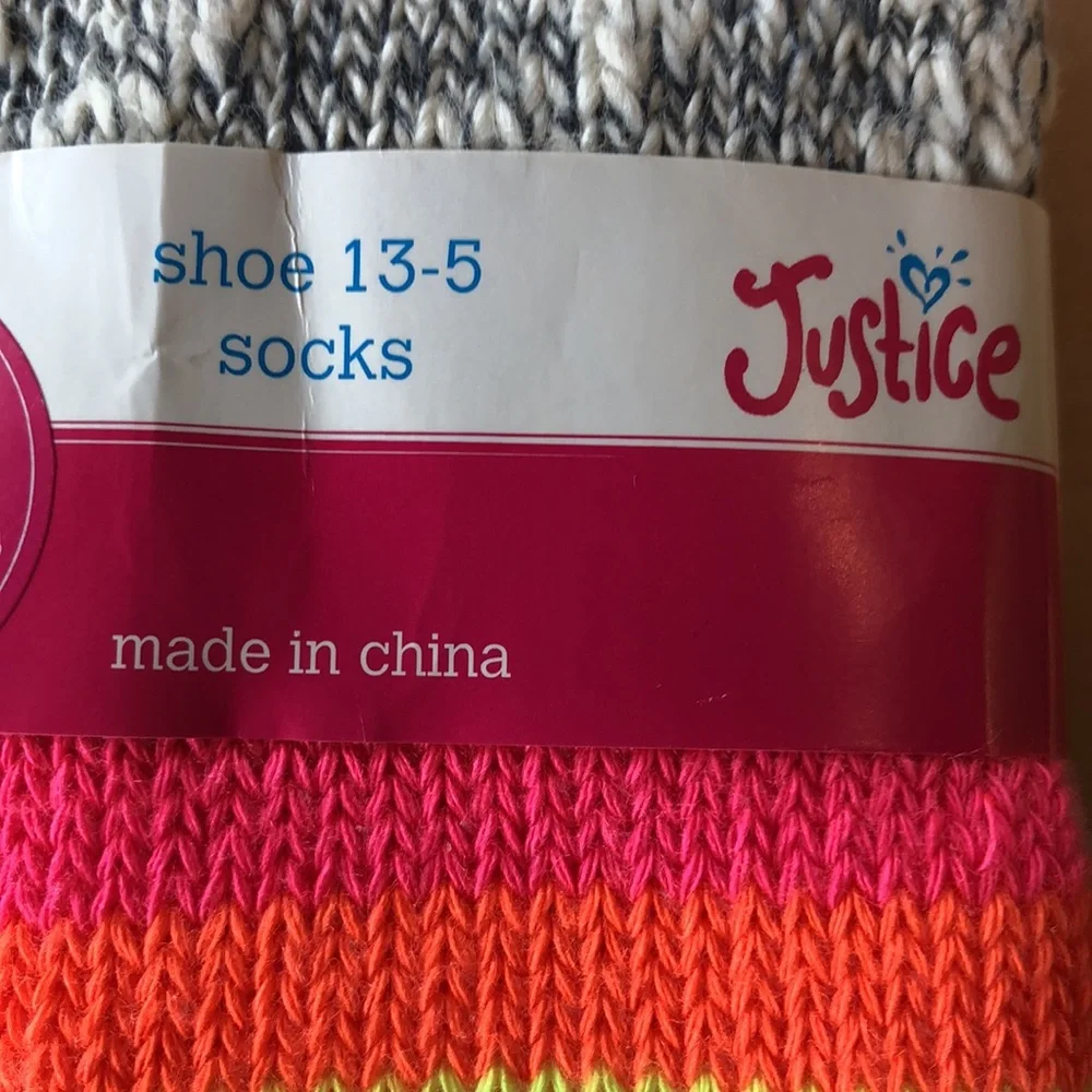 JUSTICE Boot Socks shoe size 13-5 NEW